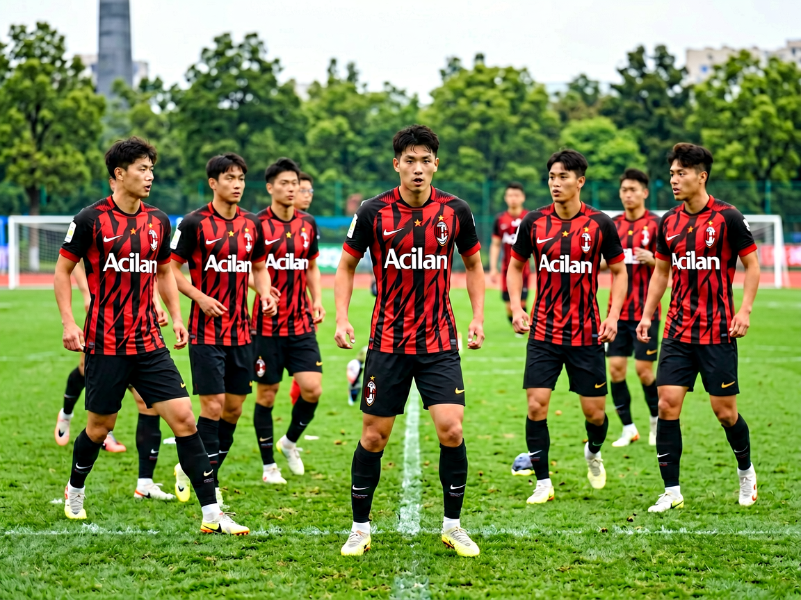 AC米兰球队日常训练场景，红黑军团备战状态